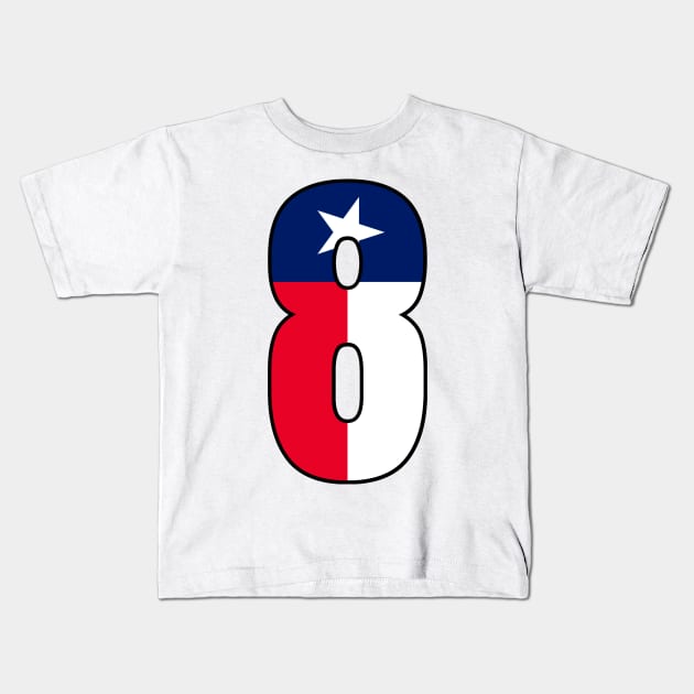 Number 8 Texas Flag Kids T-Shirt by la chataigne qui vole ⭐⭐⭐⭐⭐